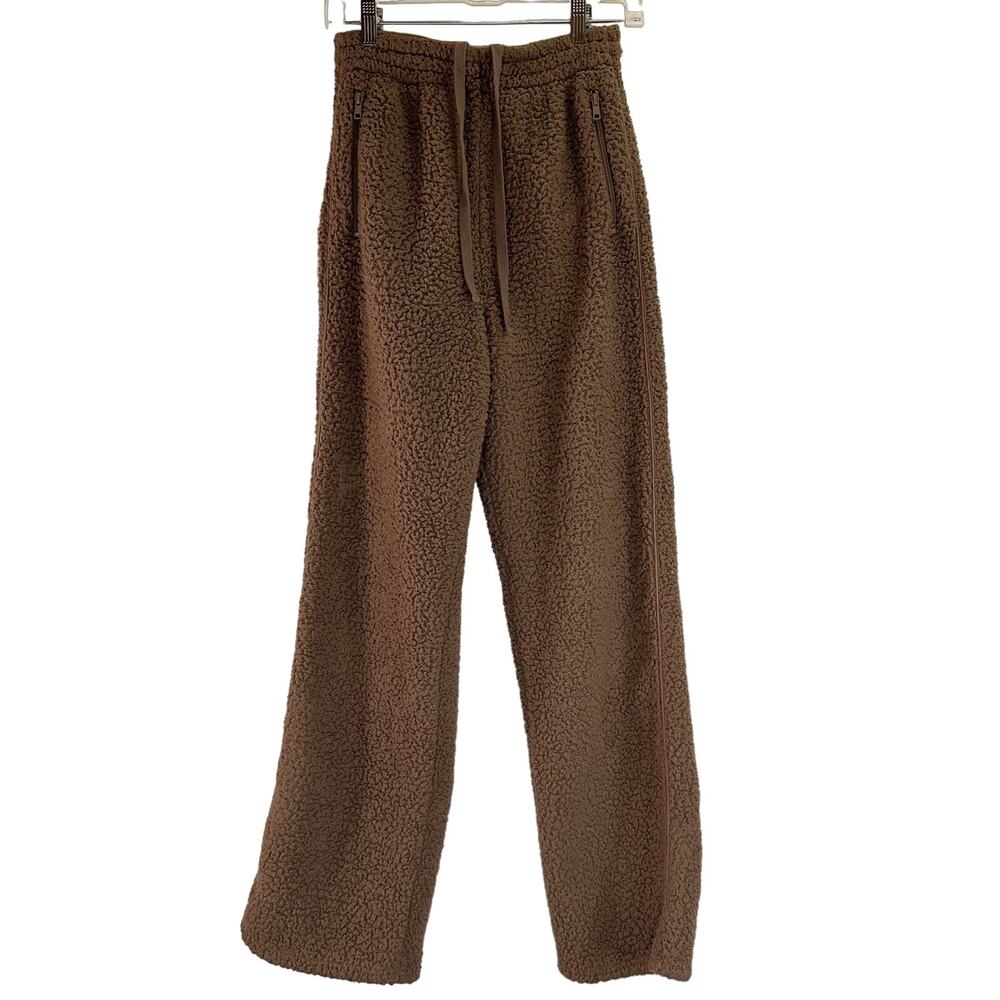 SKIMS Brown Sherpa Straight Leg Pants